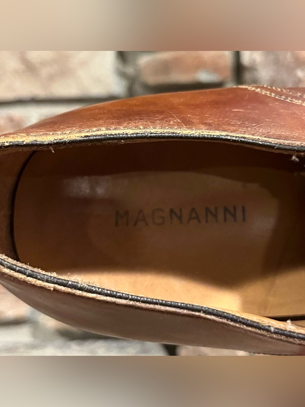 Magnanni Basilio Classic Almond Toe Brown Leather Lace-Up Derby Dress Shoes - Picture 9 of 10